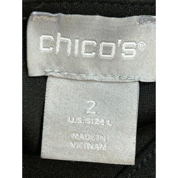 Chico's Black V-Neck Top Size 2 ‎ Short Sleeve Large - Picture 5 of 6